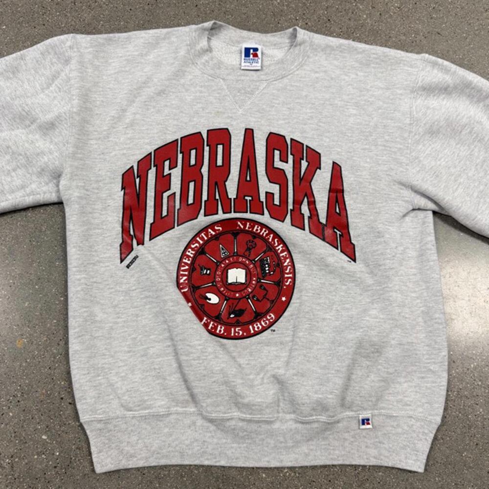 DS 90s Russell Athletic Nebraska Crewneck Sweatshirt RARE USA Made (read) - M